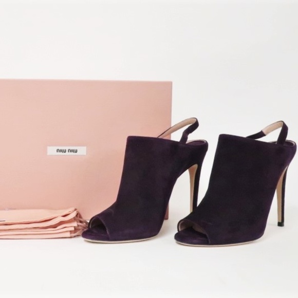 Miu Miu Shoes - Miu Miu Slingback Booties Plum Suede